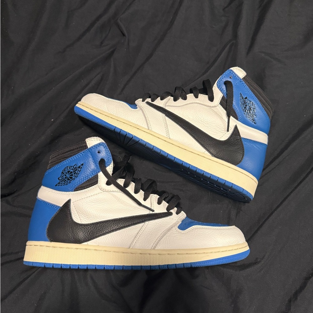 Travis Scott Fragment Jordan 1 Nike Men’s High-Top White, Blue & Black